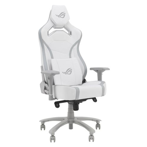 Asus ROG Chariot X Core (Wide) Gaming Chair, Racing-Car Style, Premium PU Leather, Memory-Foam Lumbar, 4D Armrests, 155° Recline, Tilt & Class 4 Gas Lift, White