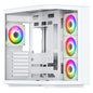 Vida Edge White ARGB Gaming Cube Case w/ Glass Side, Front & Corner, ATX, 4x ARGB PWM Fans, 6-Port Fan Hub & Remote Control, Asus BTF Compatible
