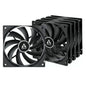 ARCTIC F12 12cm PWM PST Case Fan w/ Cable Splitter (5 Pack), Black, Fluid Dynamic, 230-1350 RPM